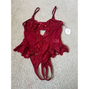 NWT Avidlove red lace lingerie bodysuit